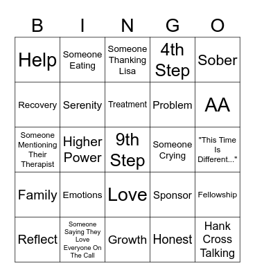 AA Bingo Card