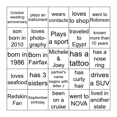 Initial Impression Bingo Card