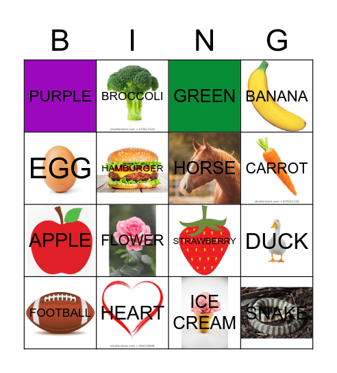 Toddler Bingo Card