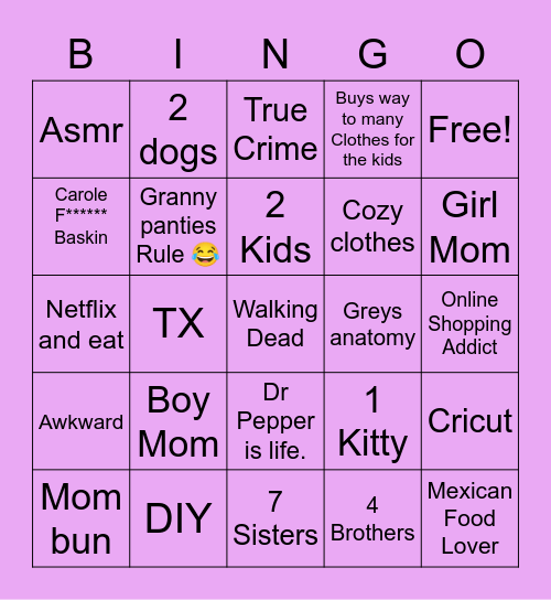 DAnn's Bingo Card
