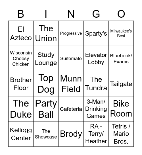 5 North Bingo Card