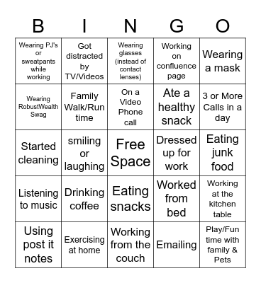 Take your Child to WFH Day Bingo Card