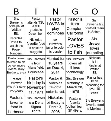 BREWER-O Bingo Card