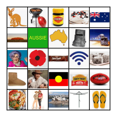 A U S S I E  B I N G O Bingo Card