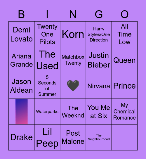What Music Do You Have In Common With Taelor? Bingo Card