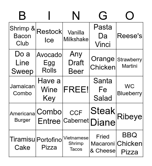Hodgepodge Bingo Card