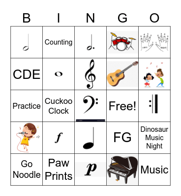 Music Bingo Card