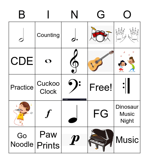 Music Bingo Card