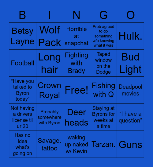 Lance Bingo Card