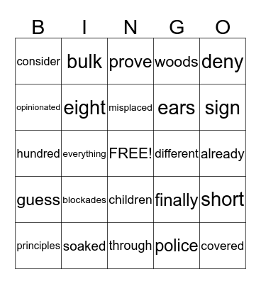 Henry & Mudge Bingo Card