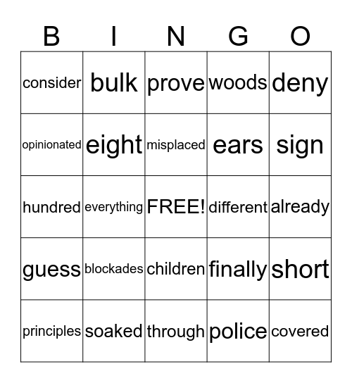 Henry & Mudge Bingo Card