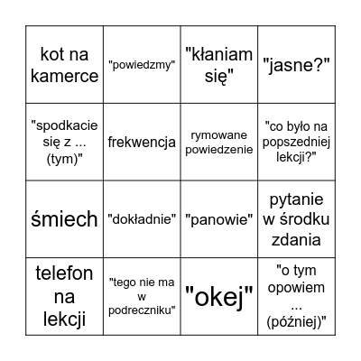 UTK TEST Bingo Card