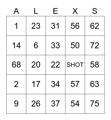 ALEXANDRA'S 24TH BDAY Bingo Card