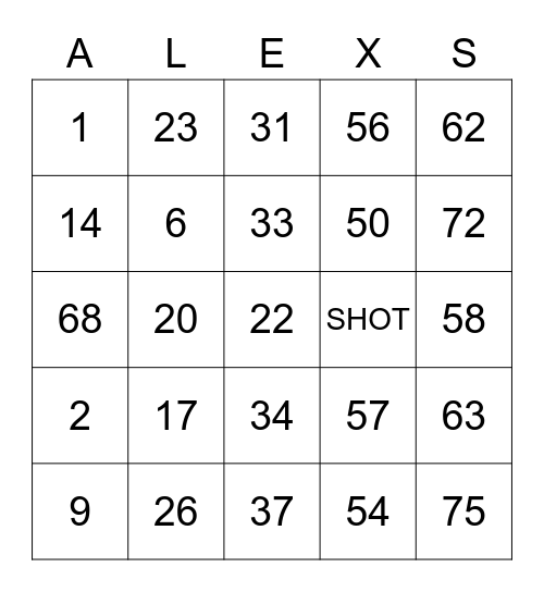 ALEXANDRA'S 24TH BDAY Bingo Card