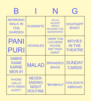 MANJULA KA TAMBOLA Bingo Card