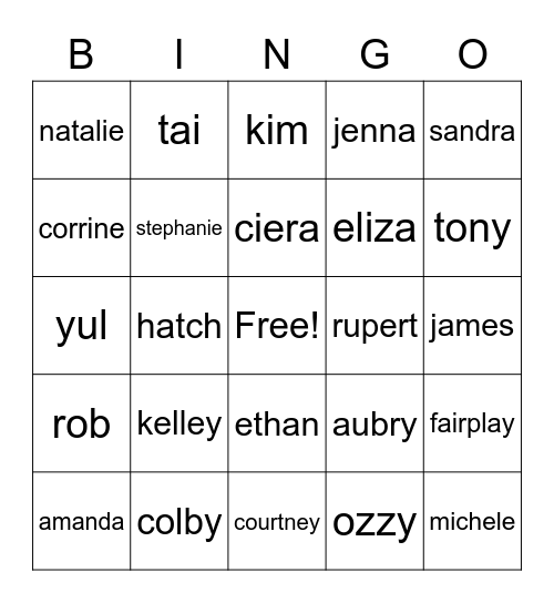 Challenge 3 Bingo Card