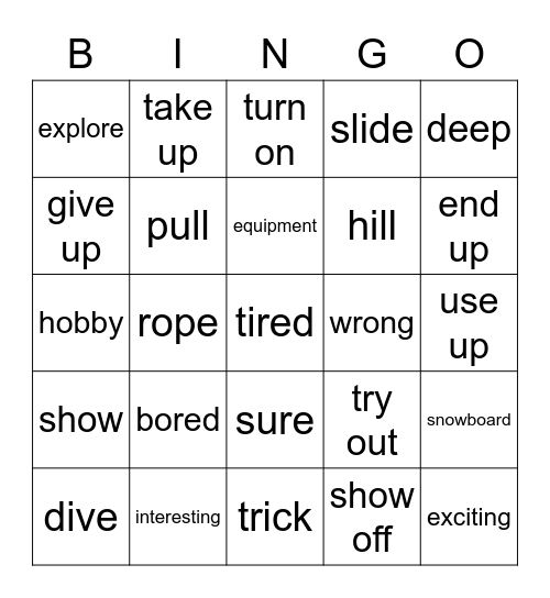 Vocabulary Review Bingo Card