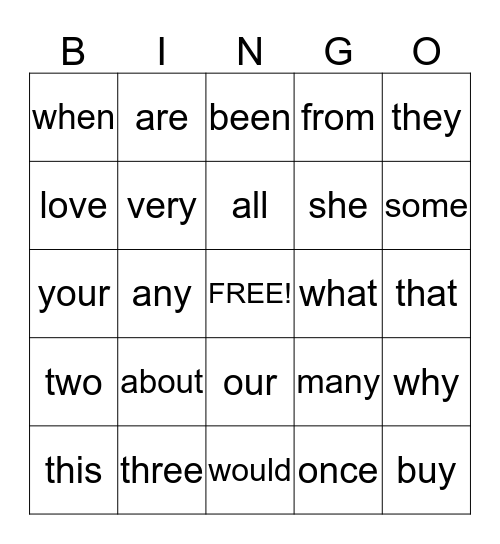 Level 2 Bingo Card