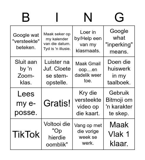 Week 7 (4-8 Mei) van Inperking Bingo Card