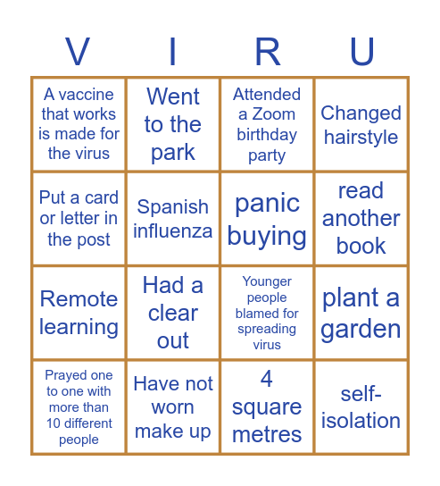 Coronavirus Bingo Card
