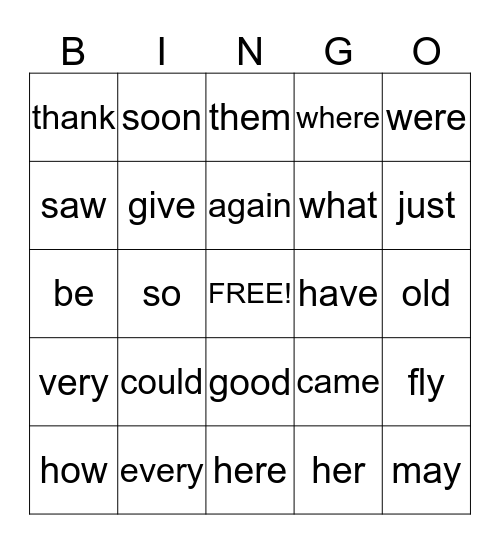 Level 3 Bingo Card