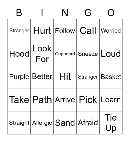 Little Red Bingo Card