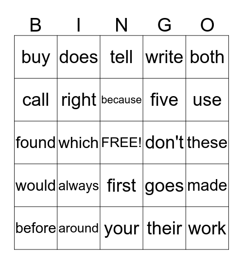 Level 4 Bingo Card