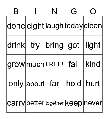 Level 5 Bingo Card
