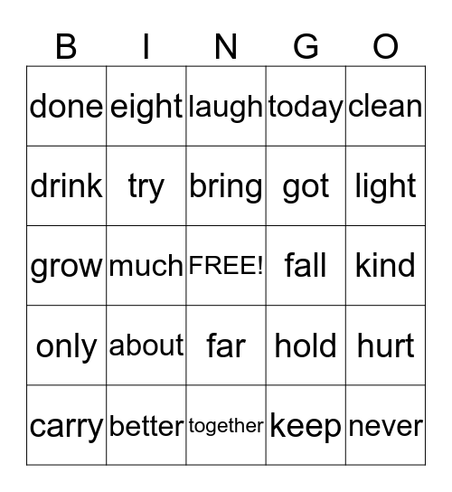 Level 5 Bingo Card