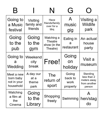 Lockdown Bingo Card