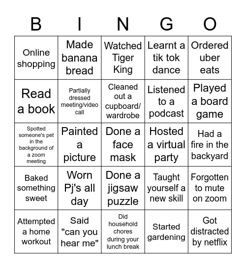 Hornsby RSL Isolation Bingo Card