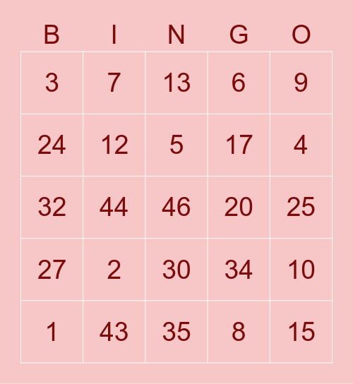 SRV_99KYR Bingo Card