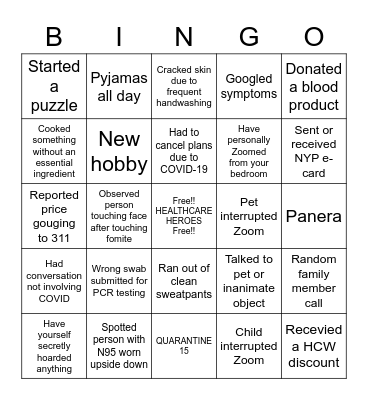 COVID-19 BINGO Card