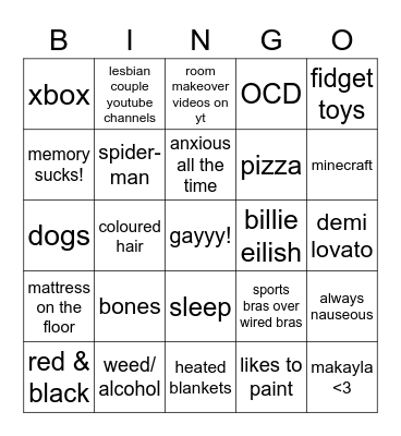 alyssa Bingo Card