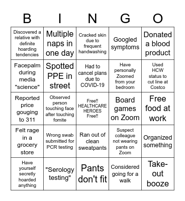 COVID-19 BINGO Card