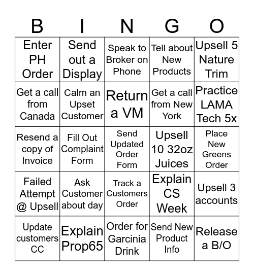 Customer Experience  Bingo Card