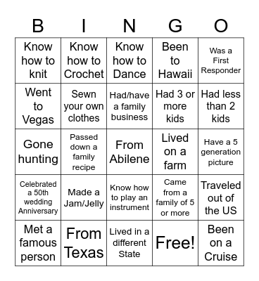 Have you? Bingo Card