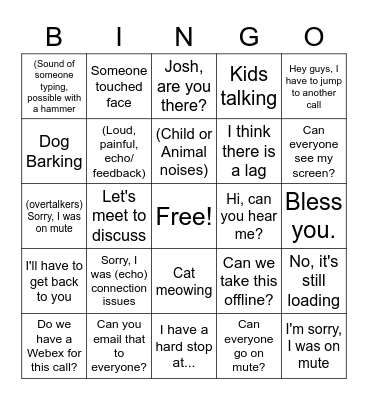 Conference Call Bingo Card