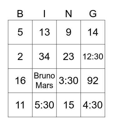 Math Bingo! Bingo Card