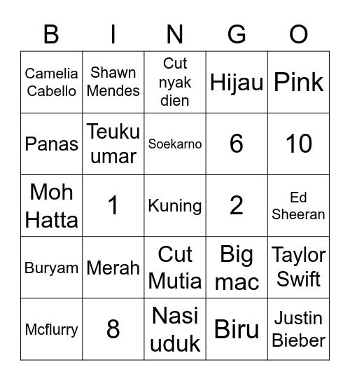 PUNYA GADIS Bingo Card