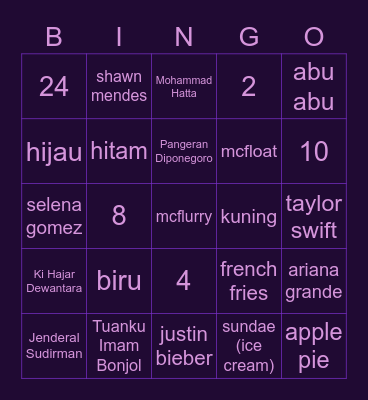 BINGO NAUREEN Bingo Card