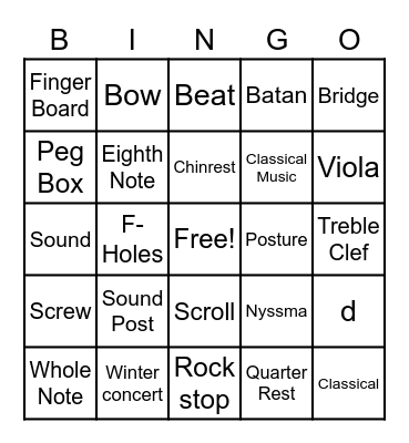 POB Orchestra Bingo! Bingo Card