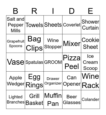 Lori and Lloyd Bridal Bingo Card