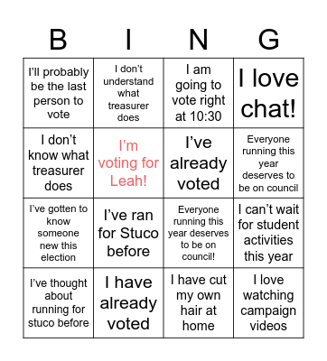 Elections bingo Card