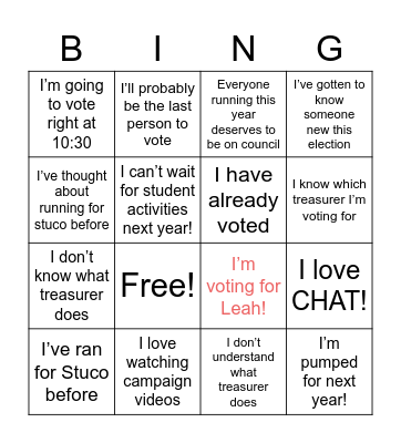 Elections bingo Card