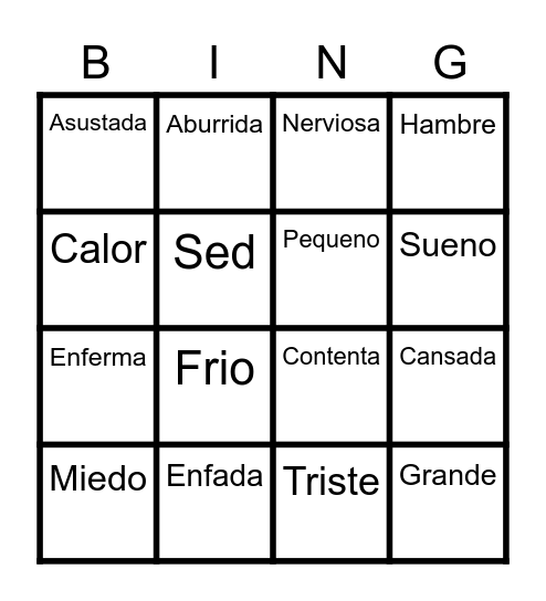 Charleyś Spanish Bingo Card