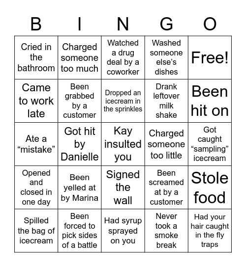 Gene’s Bingo Card