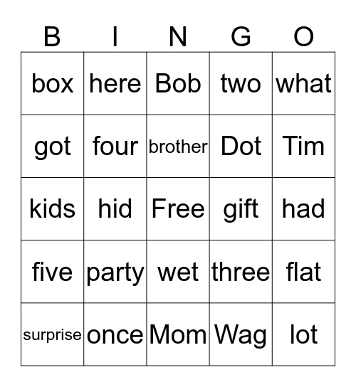 A Party for Bob Bingo Card