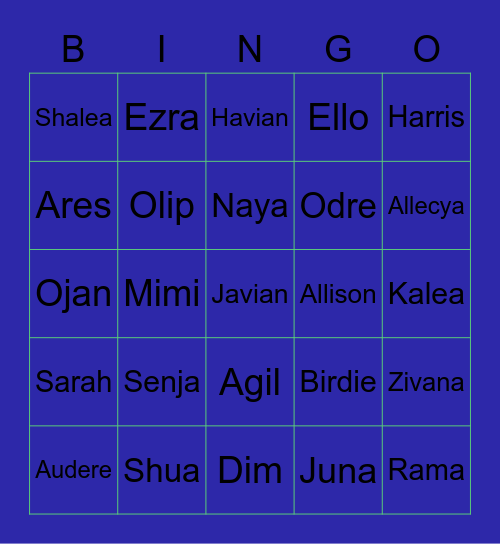 Javi Bingo Card