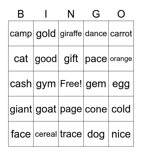 Word Study Bingo Card